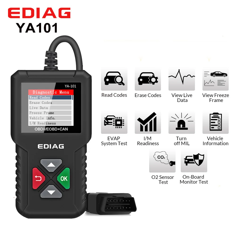 Ediag YA101 ELM327 V1.5 obdii диагностический инструмент OBDII/EOBD считыватель кода OBD 2 YA-101