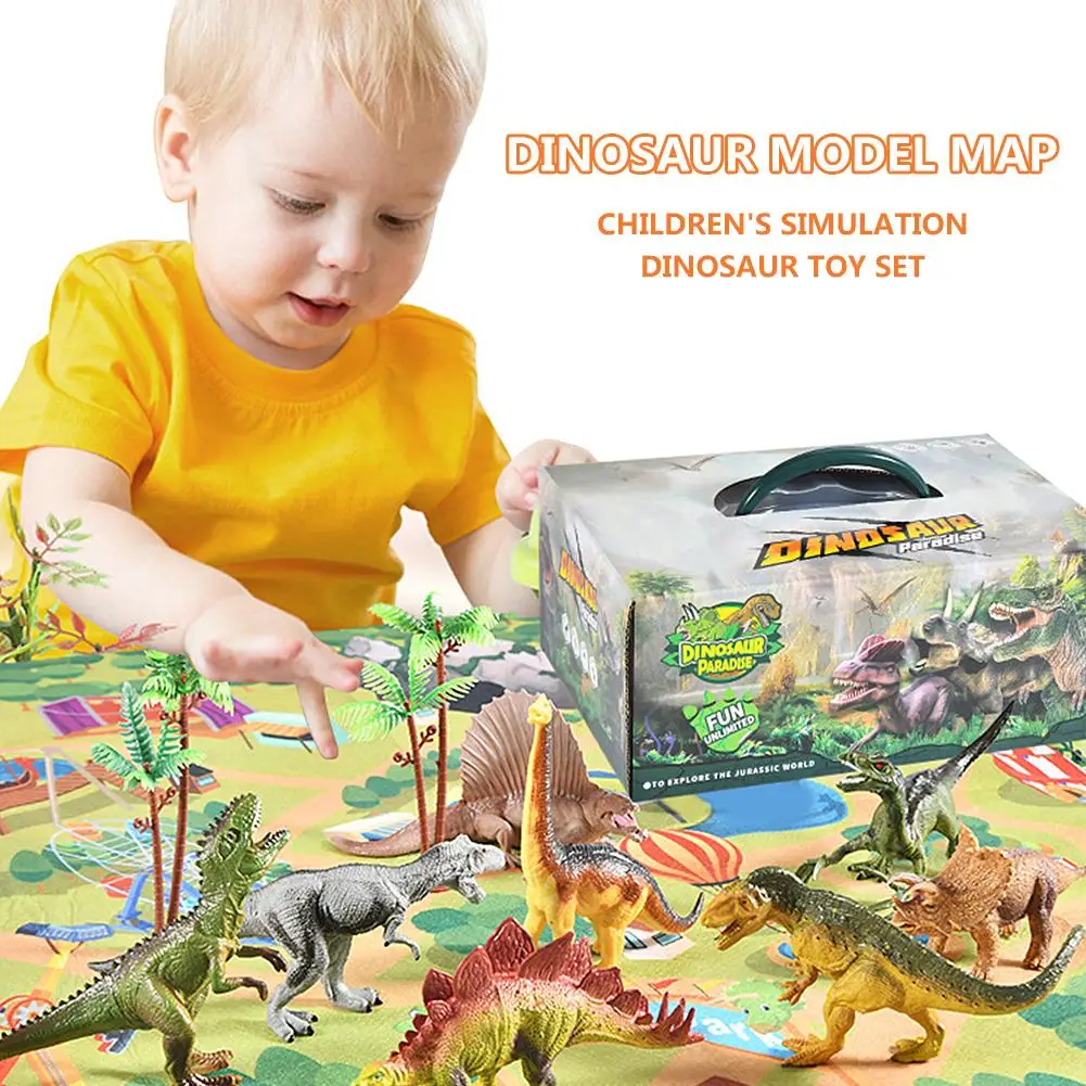 

Dinosaur Toys Set Realistic Dinosaur Figures Activity Play Mat Trees Set Educational Toys for Children Birthday Gifts