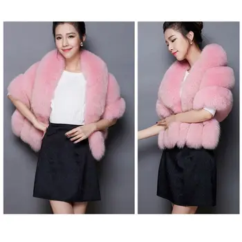 

Womens Thicken Fluffy Plush Coat Jacket Wrap Wedding Party Bridal Shawl Cape Poncho Winter Warm Sleeveless Stoles Shrug