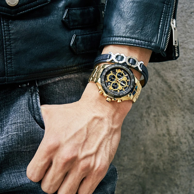 Relogio Masculino мужские часы лучший бренд класса люкс WWOOR Золотой Бизнес хронограф, мужские часы золотые большие мужские наручные часы мужские