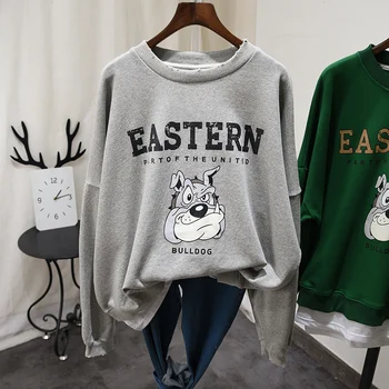 

Cartoon Printed Hoodie 2020 Spring Round Neck Pullover Shirt Women Plus Size Long Sleeve Korean Sweatshirt Tops Students
