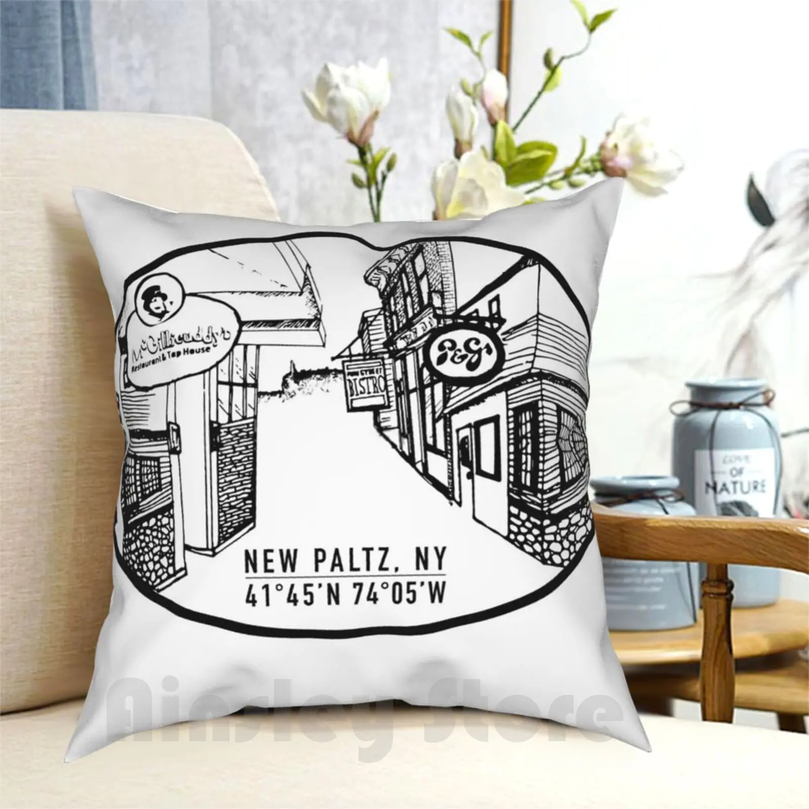 Овальный чехол для подушки Main Street New Paltz мягкая домашняя Подушка с принтом York Upstate