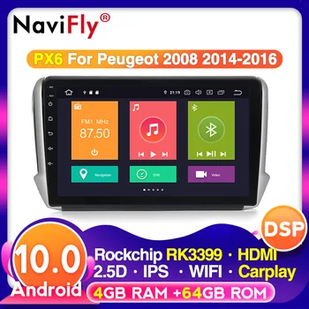 

4G LTE WIFI IPS DSP Android 10 Car Multimedia Player AutoRadio Stereo For 2014-2018 Peugeot 2008 Car GPS Navigation 4G Player