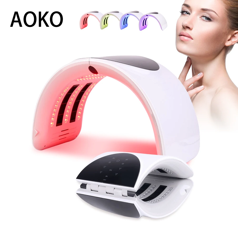 AOKO Foldable Heating 7 Color PDT Facial LED Mask LED Photon Beauty Device Skin Rejuvenation Dead Skin Removal Care Tool