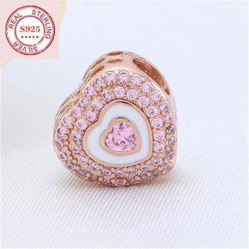

Tif 925 sterling silver diy beads, elegant heart shape, suitable for original bracelet accessories