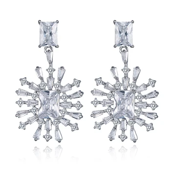 

new fashion retro rectangular zircon earrings woman classic exquisite jewelry large geometric earrings for Ms banquet Party Hot