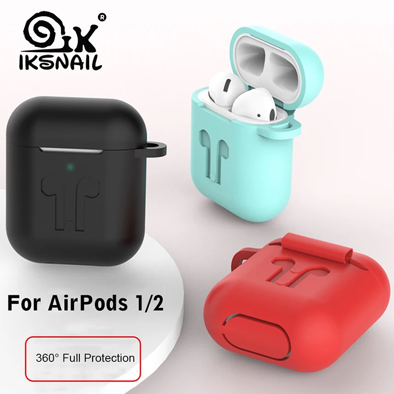 

IKSNAIL Silicone Case Cover For Apple Airpods Headphones Pouch Shockproof Earphone Anti Lost Cover for Air Pods 1 2 Accessories