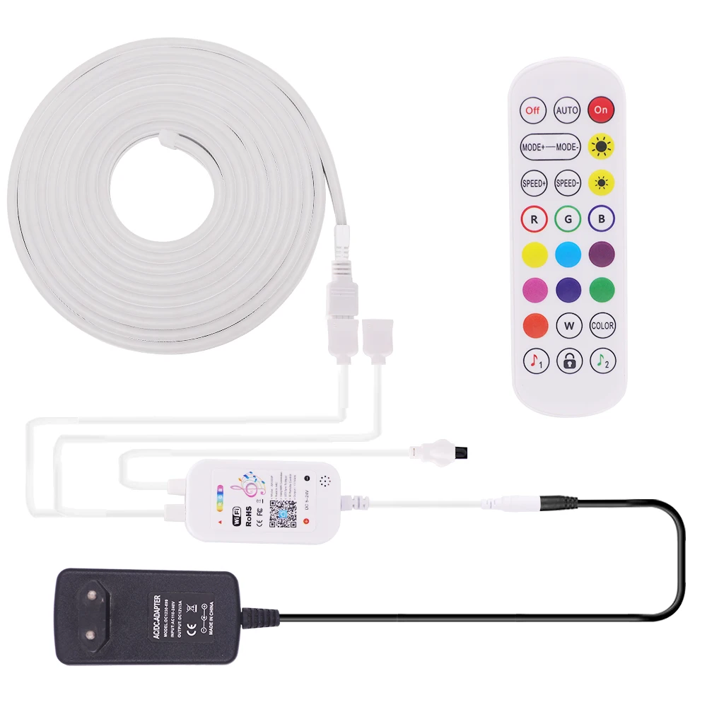 strip light WIFI LED Neon Strip 12V IP67 Waterproof RGB Tape Music Timing Flexible Silicone Tube Smart Work with Alexa Google Assistant 12v led strip lights