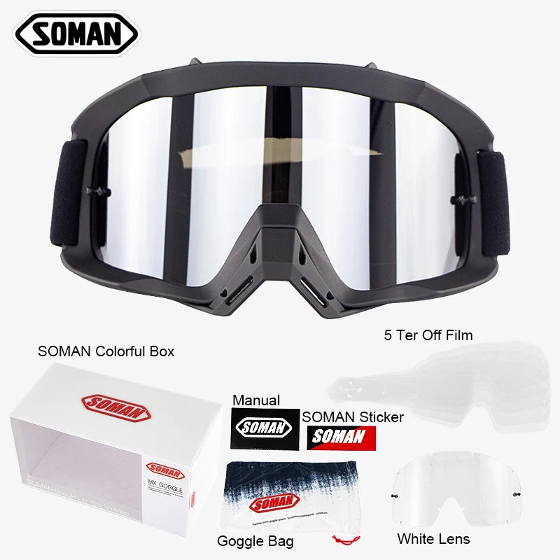 SOMAN SM16 грязный велосипед очки для мотокросса с отрывными пленками дорожные очки MX Okulary мотоцикл Google
