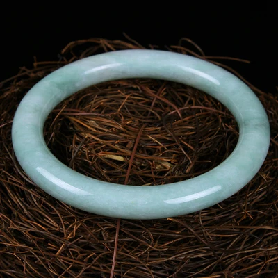 

Zheru Jewelry Natural Burmese Jadeite Light Green Round Bar 54-64mm Bracelet Elegant Princess Jewelry Best Gift