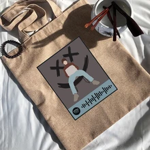 

Fashion Harajuku Style Shopping Bag Louis Tomlinson Pattern Series Reusable Shoulder Bags Linen Canvas All-match Tote Bag