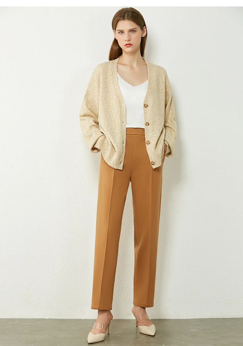 Amii Minimalism Autumn Womens Pants Fashion Solid High Waist Straight Pants Suit Pants Ankel-length Womens trousers  12070464