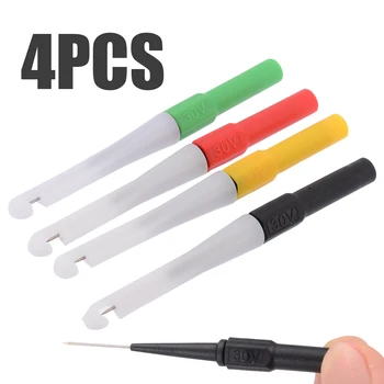

4pcs/Set 0.7mm Piercing Needle Probe Pin Test Probes Mini Wire Socket Insulation Piercing Needle Piercer Red/Black/Yellow/Green