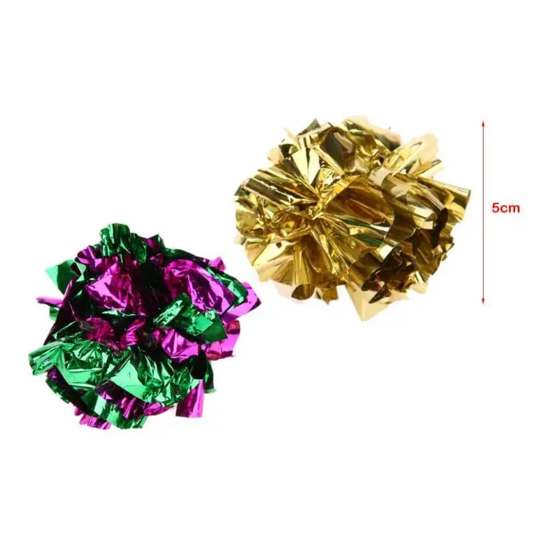 1pc Pet Cat Toy Colorful Ring Paper Shiny Crinkly Ball Kitten Interactive Toy Kitty Home Funny Shiny Paper Ball Toy Random Color