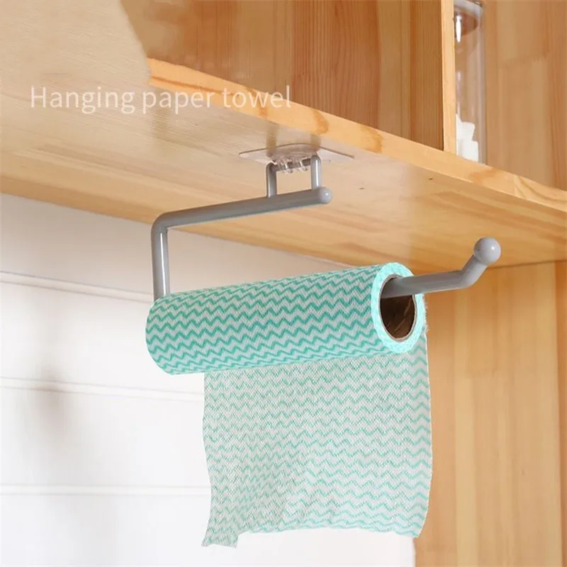 Kitchen Tissue Holder Hanging Toilet Roll Paper Holder Towel Rack Kitchen Bathroom Cabinet Door Hook Holder Organizer