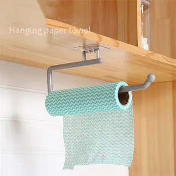 Kitchen Tissue Holder Hanging Toilet Roll Paper Holder Towel Rack Kitchen Bathroom Cabinet Door Hook Holder Organizer