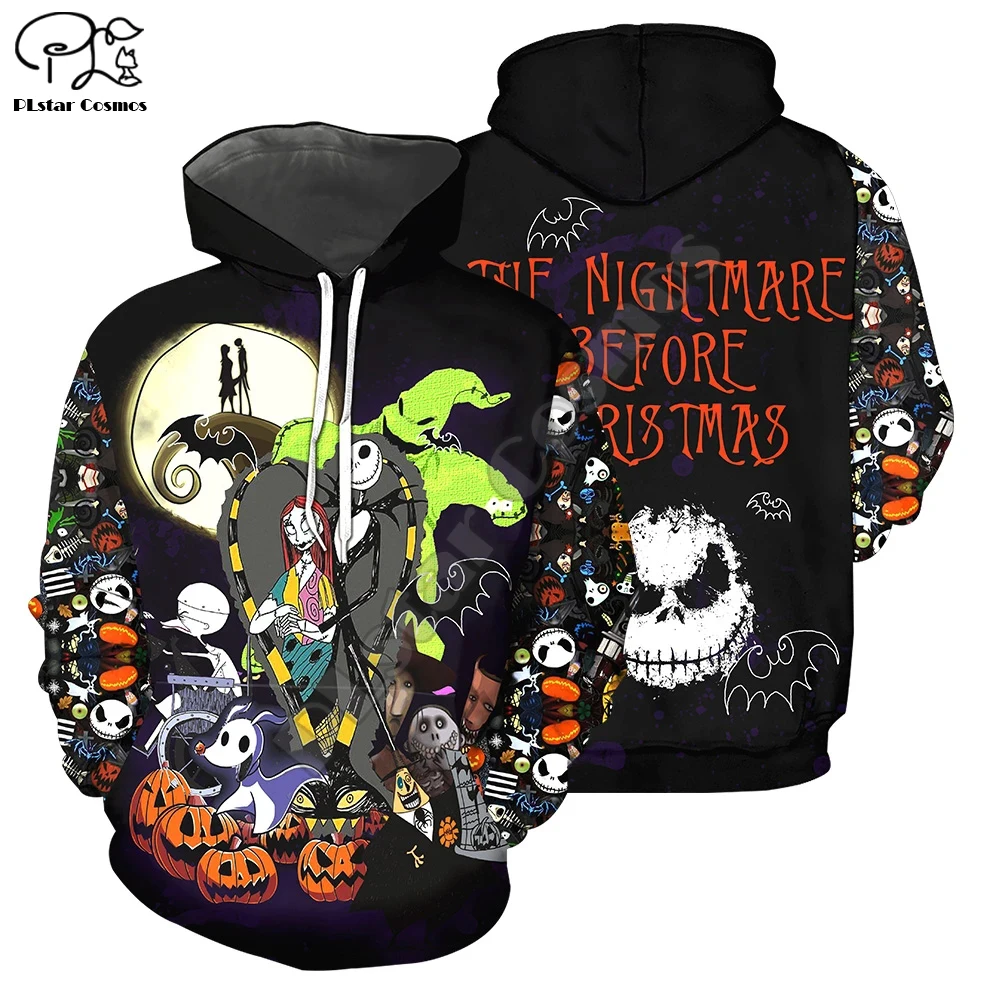 

PLstar Cosmos Halloween Nightmare before Christmas jack skellington Horror 3Dprint Men/Women Hoodies Funny Pullover Harajuku A15