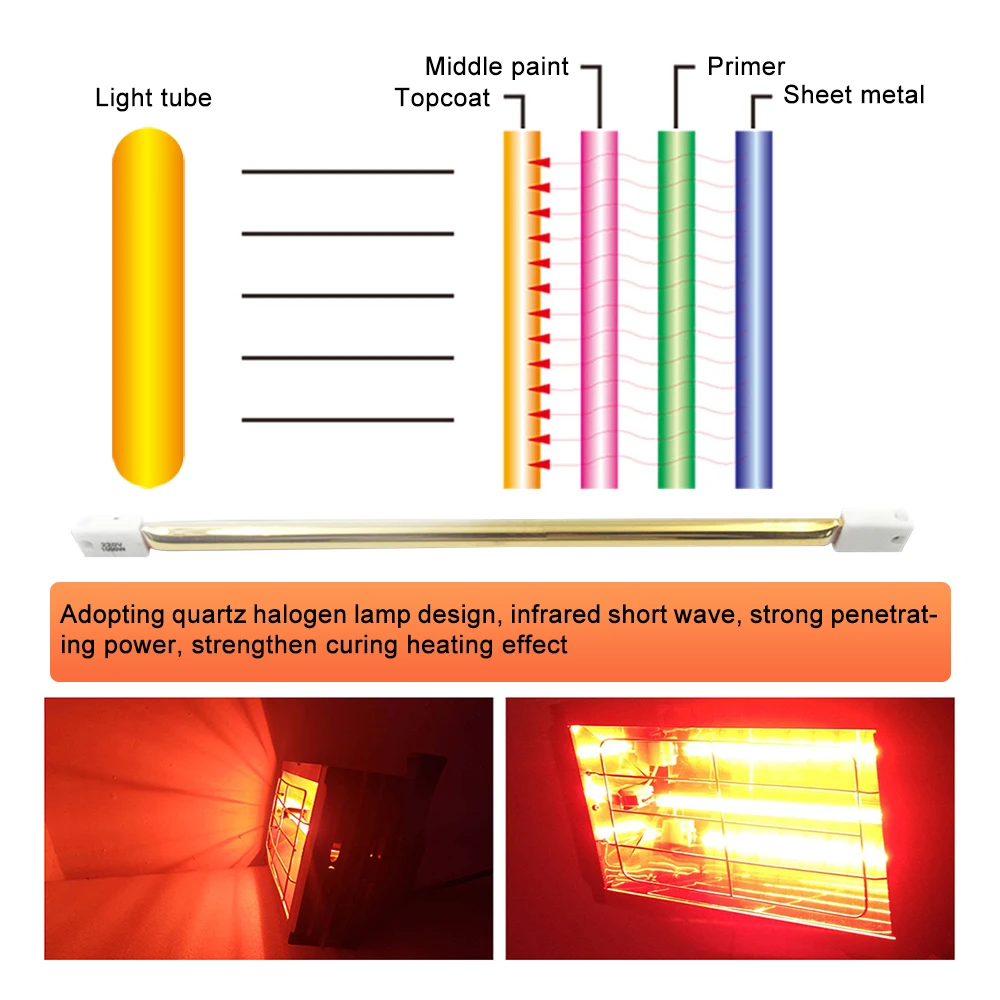 Лампа для сушки краски автомобиля 1000 Вт инфракрасная лампа кузова ручной