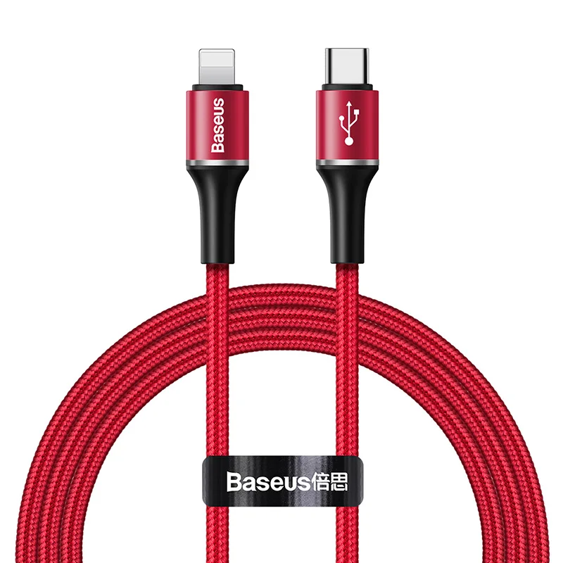 Светодиодный кабель Baseus 18 Вт type-C для iPhone, освещение, быстрая зарядка для iPhone 11 pro max, зарядный кабель для передачи данных, кабель USB C для huawei - Цвет: Red