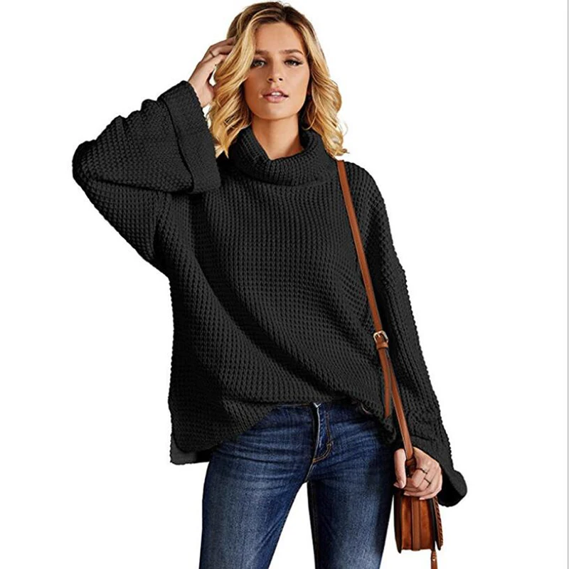 

New autumn and winter sweaters womens fashion long-sleeved Loose thick needle high collar pullover sweater coat women's clothing