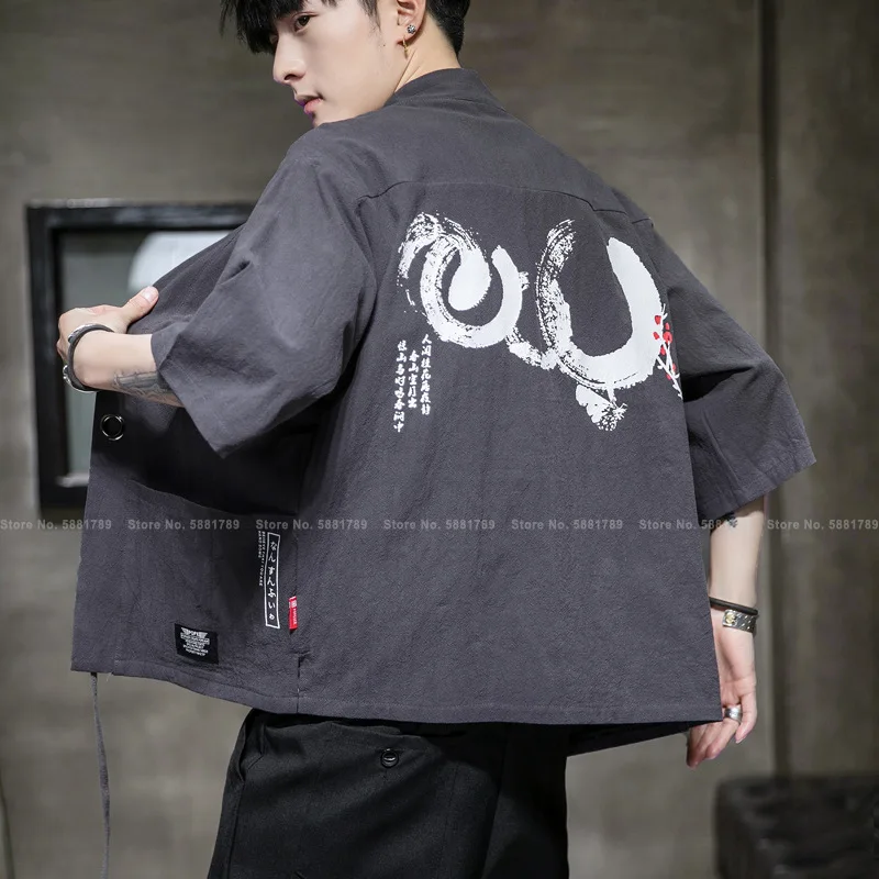 Men Chinese Style Hanfu Retro Printed Tang Suit Robes Cloak Shirts Cardigan Casual Jackets Stand Collar Lace Up Coats Streetwear |