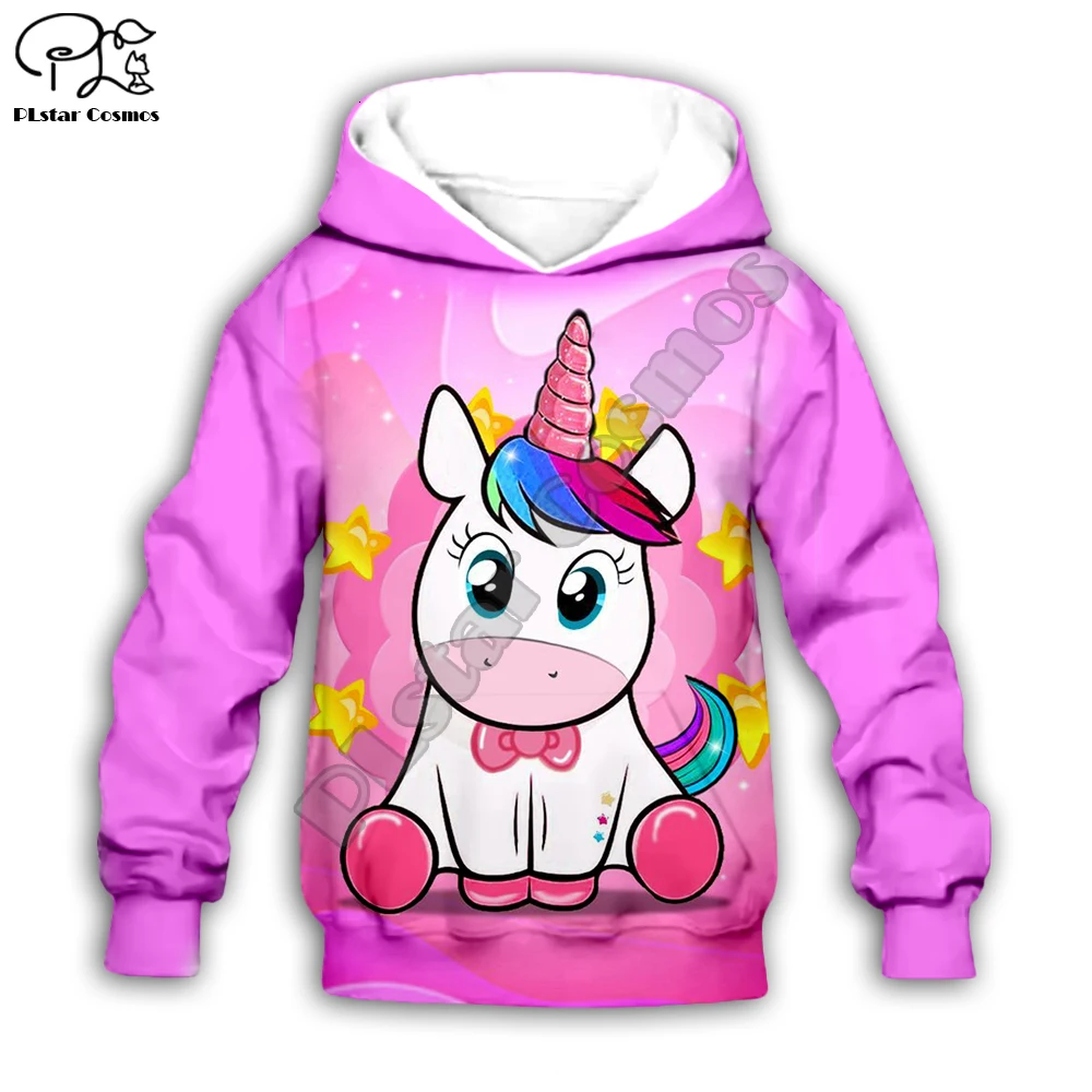 

Kid 3D print cartoon pink unicorn hoodies set child baby long sleeve rainbow Sweatshirt zipper coat boy girl tshirt Pant shorts
