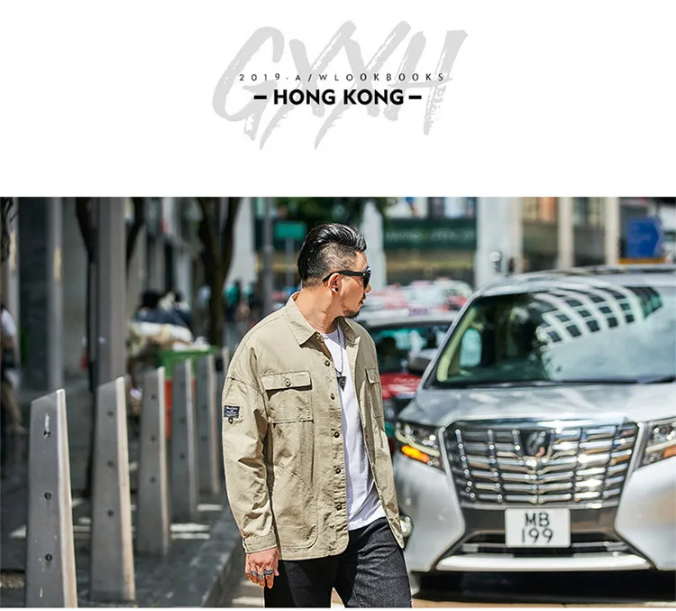 GXXH Tide бренд большого размера мужские повседневные свободные рубашки в стиле ретро для мужчин с длинным рукавом лоскутные карманы японский городской стиль рубашка
