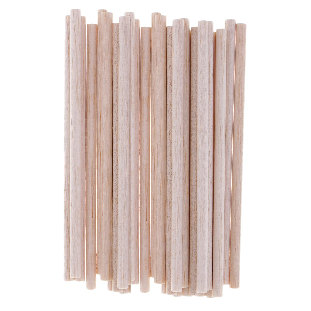 30 Pieces 5mm Balsa Wood Unfinished Wood Round Stick Dowel Rod DIY Craft 120mm