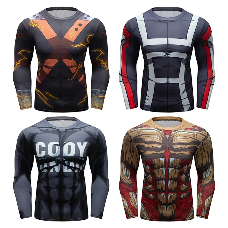 Gym Fitness Compression T-Shirt Men Long Sleeve Jogging Running Sweatshirt Exercise Sport T Shirt Tight Quick Dry Workout Shirt