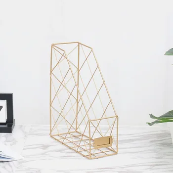 

Creative Ins Nordic Wrought Iron Grid File Storage Rack Office Desk Single Layer Finishing Rack Rack-Gold