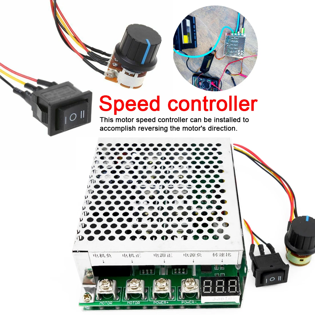 

1pcs DC 10-55V 100A Motor Speed Controller Reversible PWM Control Forward Reverse Motor Governor Digital Positioning