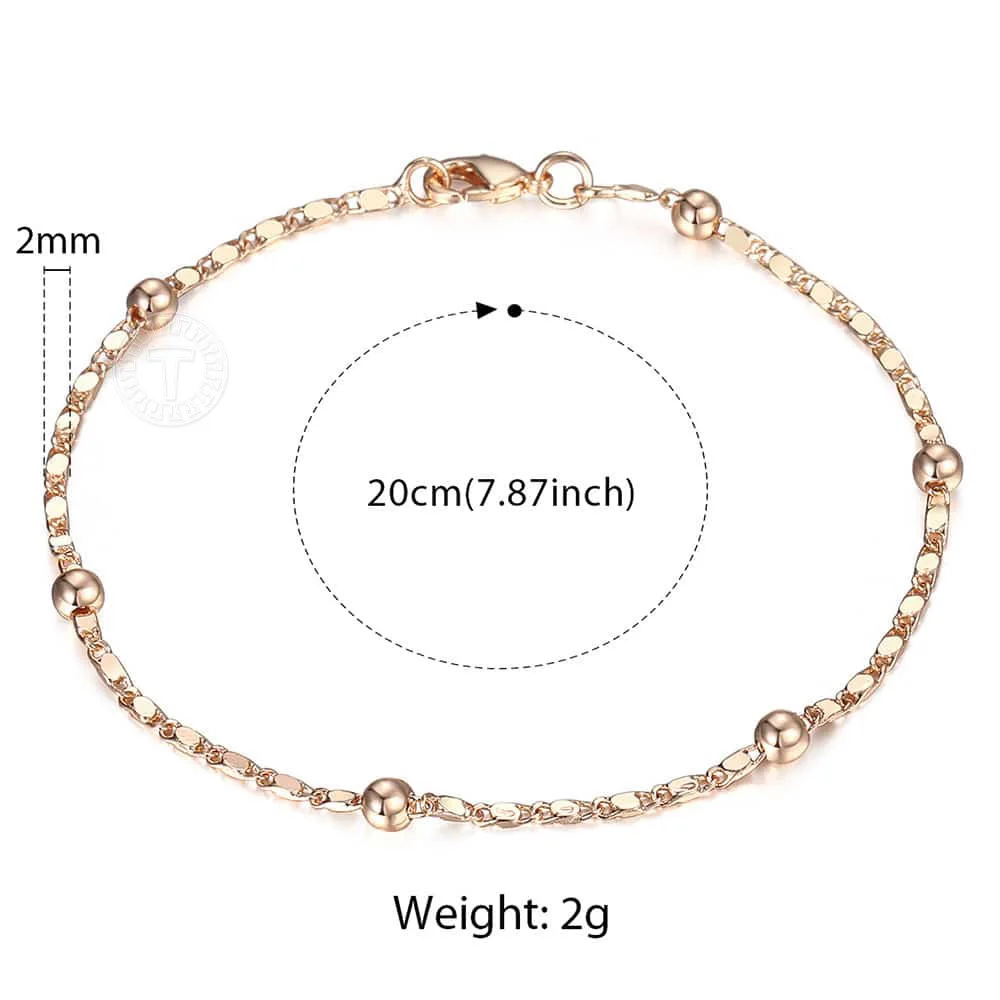 Jewelry sets Jewelry set Chain necklace 585 Rose Gold Color Necklace Bracelet for Women 2mm Marina Stick Bead Link Chain Jewelry Sets Wedding Party Jewelry Gifts LCS09