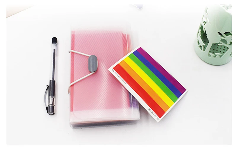 13 Grids A6 Document Bag Cute Rainbow Color Mini Bill Receipt File Bag Pouch Folder Organizer File Holder Office Supply
