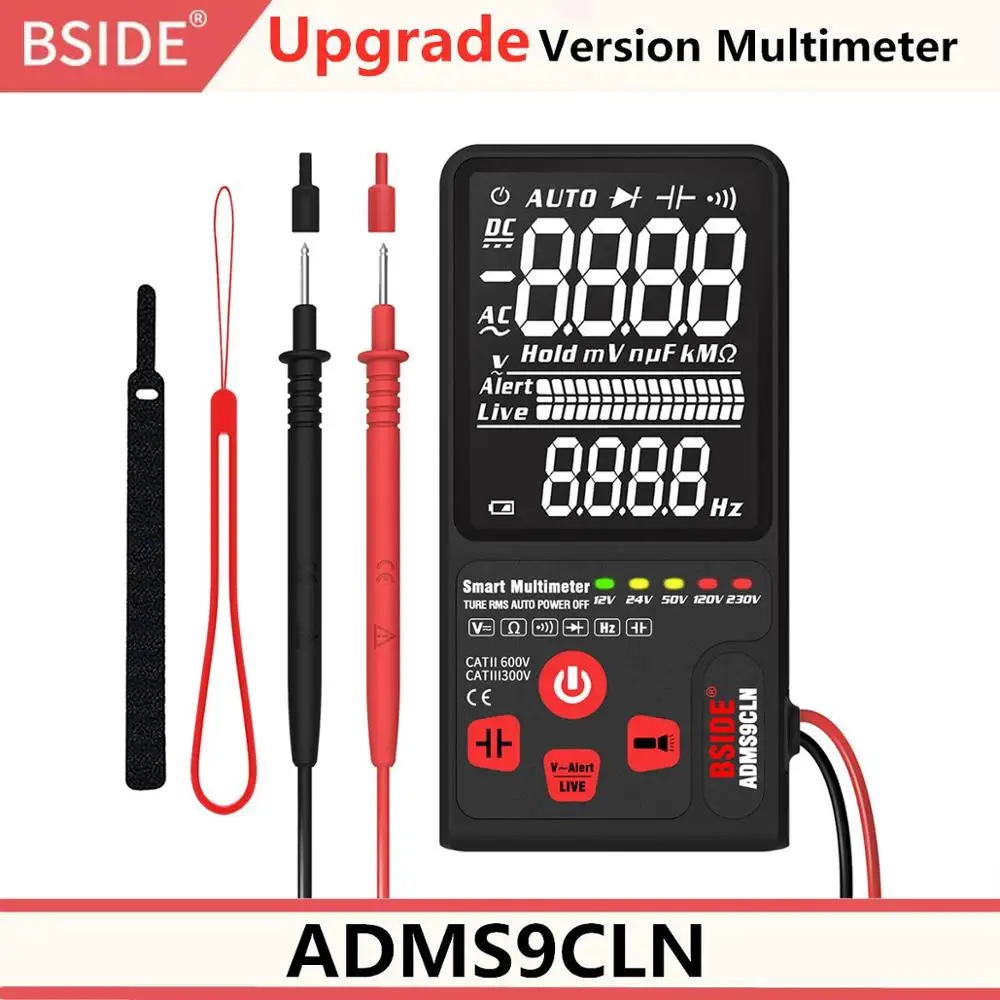 BSIDE ADMS9CL EBTN Цифровой мультиметр 3,5» ЖК-дисплей 3 он-лайн Дисплей 9999 отсчетов TRMS Авто Диапазон Напряжение постоянной ёмкости, универсальный конденсатор сопротивления диода - Цвет: ADMS9CLN