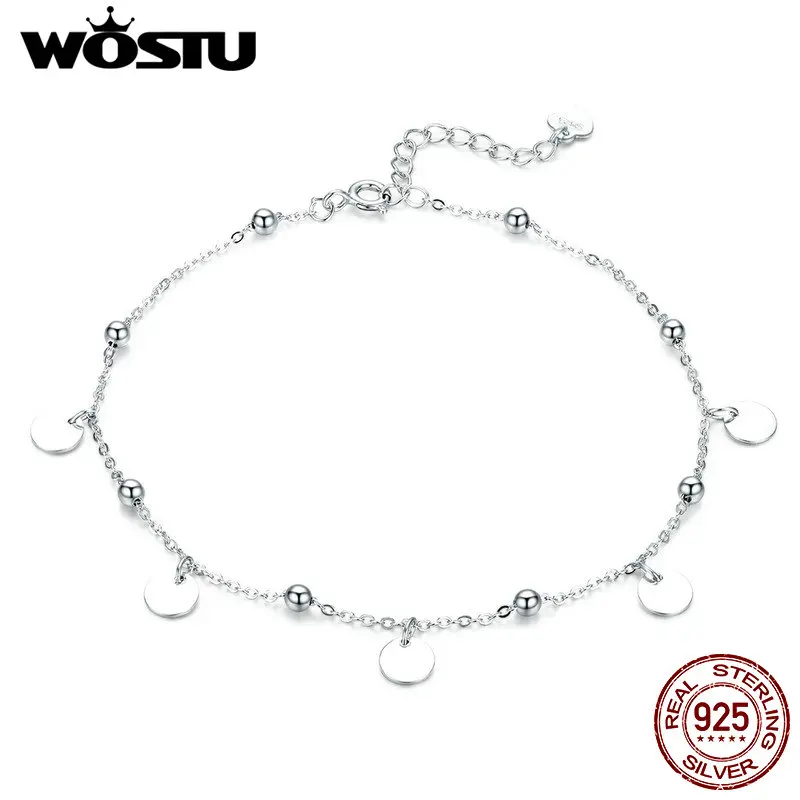 WOSTU горячая Распродажа 925 пробы Серебряный ножной браслет Круглый блесток модные оригинальные ножные браслеты для женщин Роскошные Ювелирные изделия Подарки BKT011