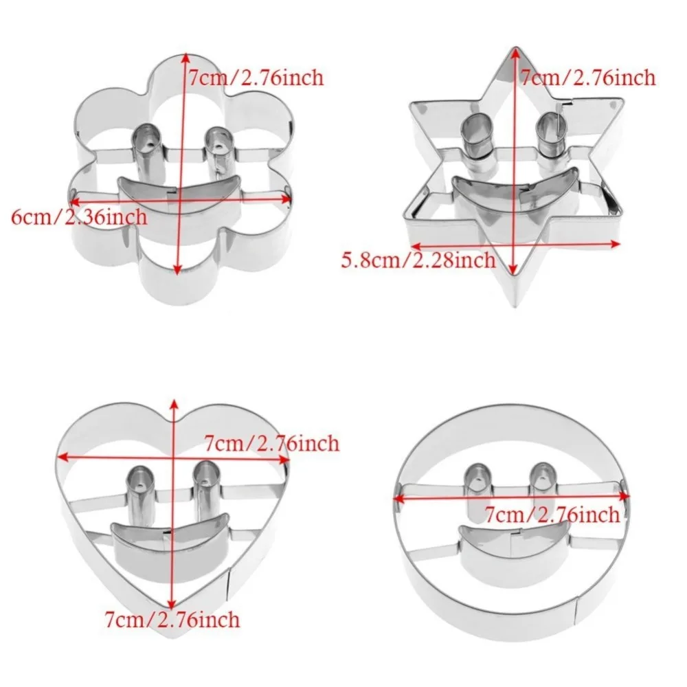 4 piece smiley stainless steel cookie cutter Biscuit mold Fondant cake mold baking tools