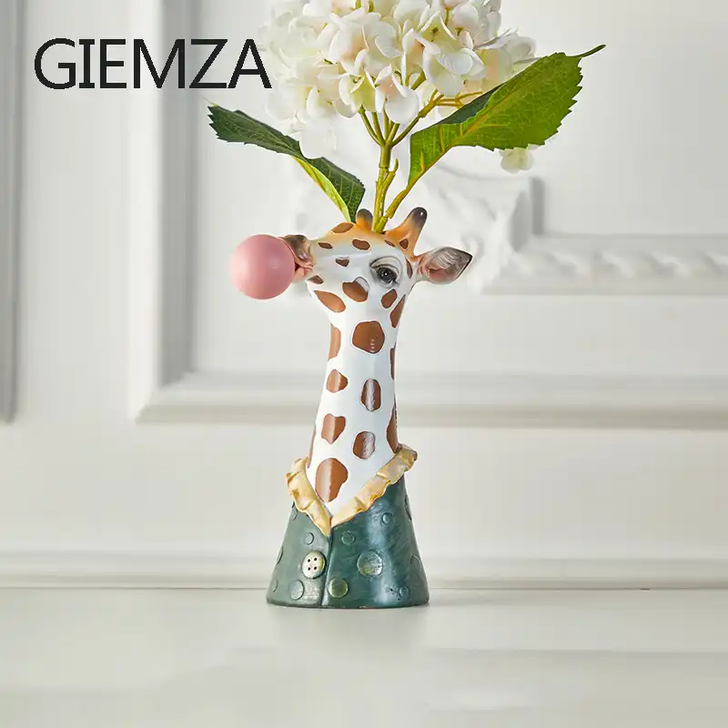 Giemza Tier Vase Kopf Blasen Blasen Zebra Kaninchen Bar Panda Giraffe Amerikanischen Landlichen Stil Nette Blumentopf Dekoration Vases Aliexpress