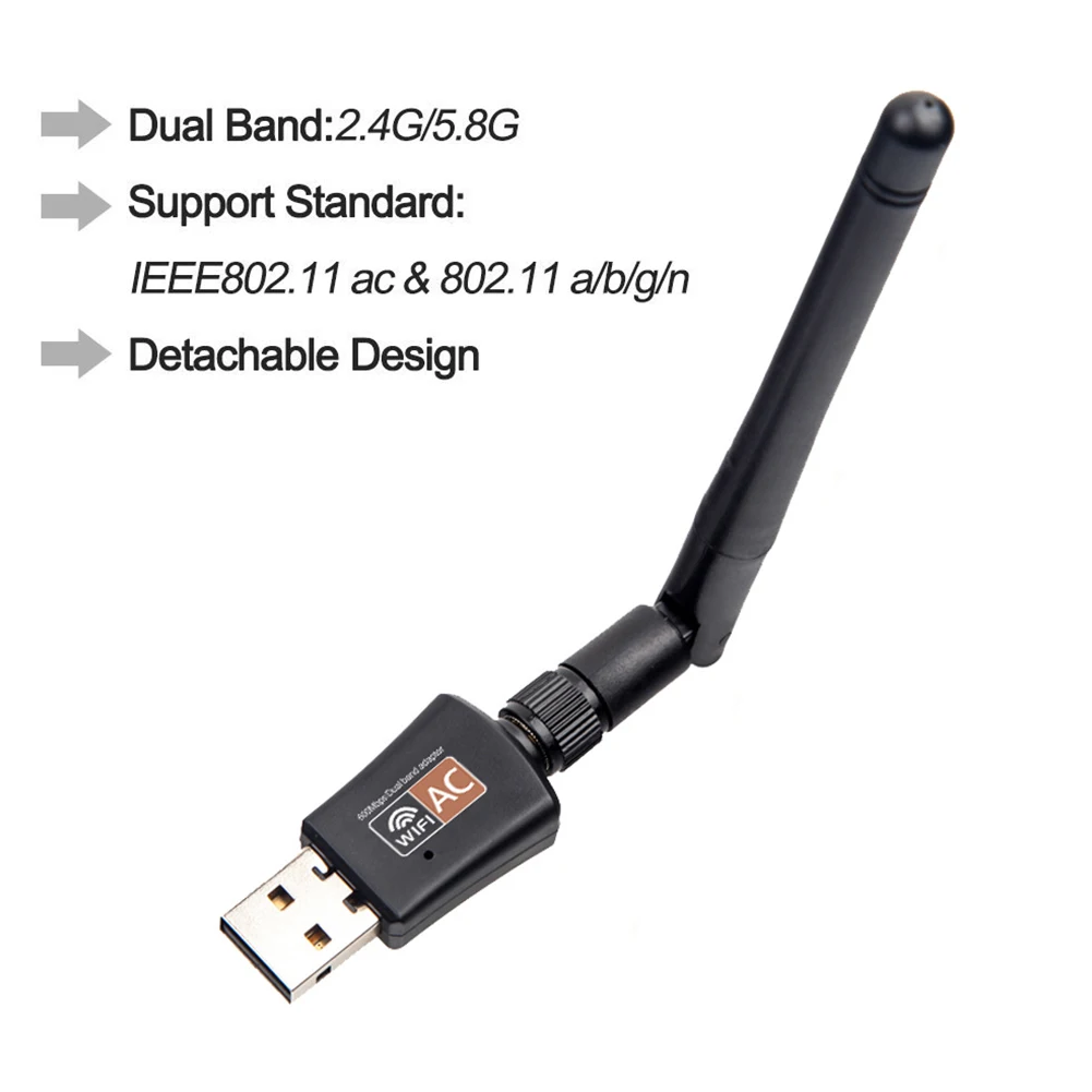USB wifi адаптер 600 м 2,4 ГГц 5 ГГц двухдиапазонный WiFi с антенной ПК Мини компьютер сетевая карта 802.11b/n/g/приемник