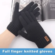 

Winter Alpaca Fleece Knitted Cold Warm Gloves Men's Plus Fleece Thicken Outdoor Riding Touch Screen Gloves