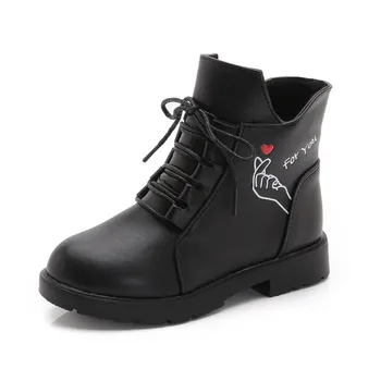 

Kids Shoes Martin Boots Children Snow Shoes Lace-up Motorcycle Boots Autumn and Winter 2019 Children of Leather Waterproof Boots