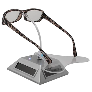 

Lighting Solar Rotating Jewelry Frame Glasses Display Stand 7Color Lamp Display Stand Jewelry Photography Silver