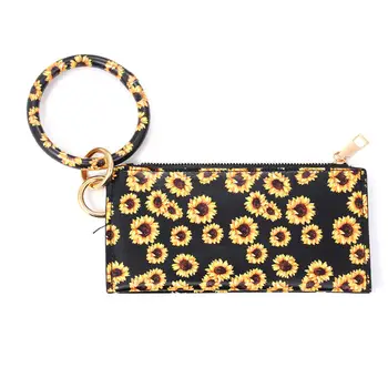

wallet Women Leopard Faux Leather Key Chain Wristlet Cash Pocket Card Zip Wallet Clutch Smart Wallet Mini Card Wallet Holder
