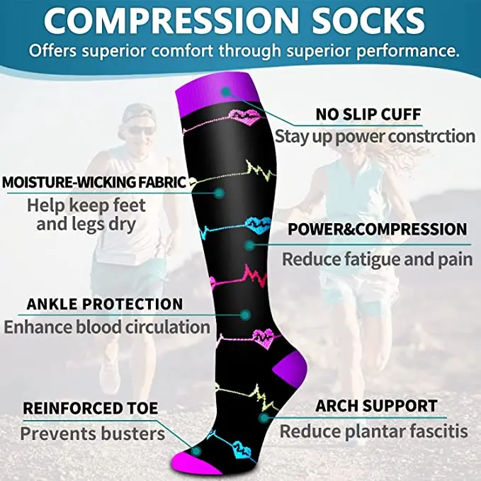 Compression Socks Men Women Best Graduated Athletic Breathable Nursing For Running Outdoor Hiking Flight Knee High Stockings