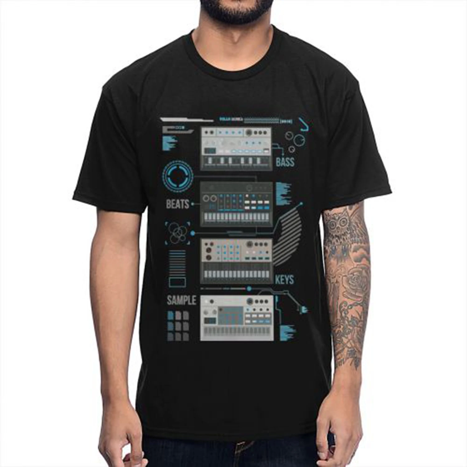 Для мужчин Korg Volca серии ключей Базовая синяя музыка футболка качество печати рок-н-ролл S-6XL размера плюс футболка
