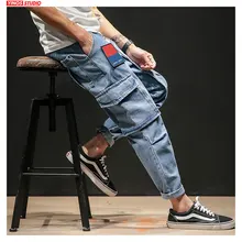 Дропшиппинг осенние мужские карманные уличные джинсовые штаны мужские s Лоскутные рабочие джинсы мужские мешковатые винтажные джинсовые тураторы