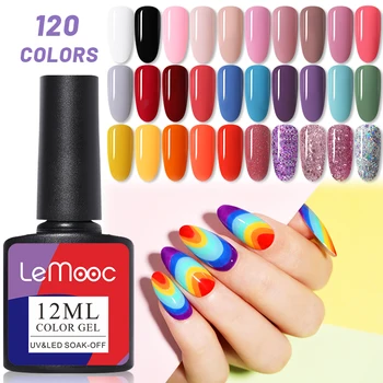 

LEMOOC 12ml Glitter Sequins Gel Nail Polish Semi Permanent Purple Red Silver Colors Soak Off Nail Gel for Nail Art Design