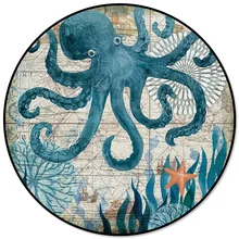 Круглый ковер с изображением подводного мира осьминога, ковры для декора гостиной, коврики для детской комнаты, коврики для спальни, современные коврики