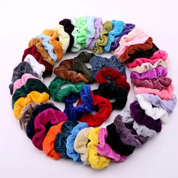 

30/40/50pcs Women Colorful Velvet Soft Basic Elastic Hair Bands Ponytail Holder Scrunchie Rubber Bands Fashion Hair Accessories