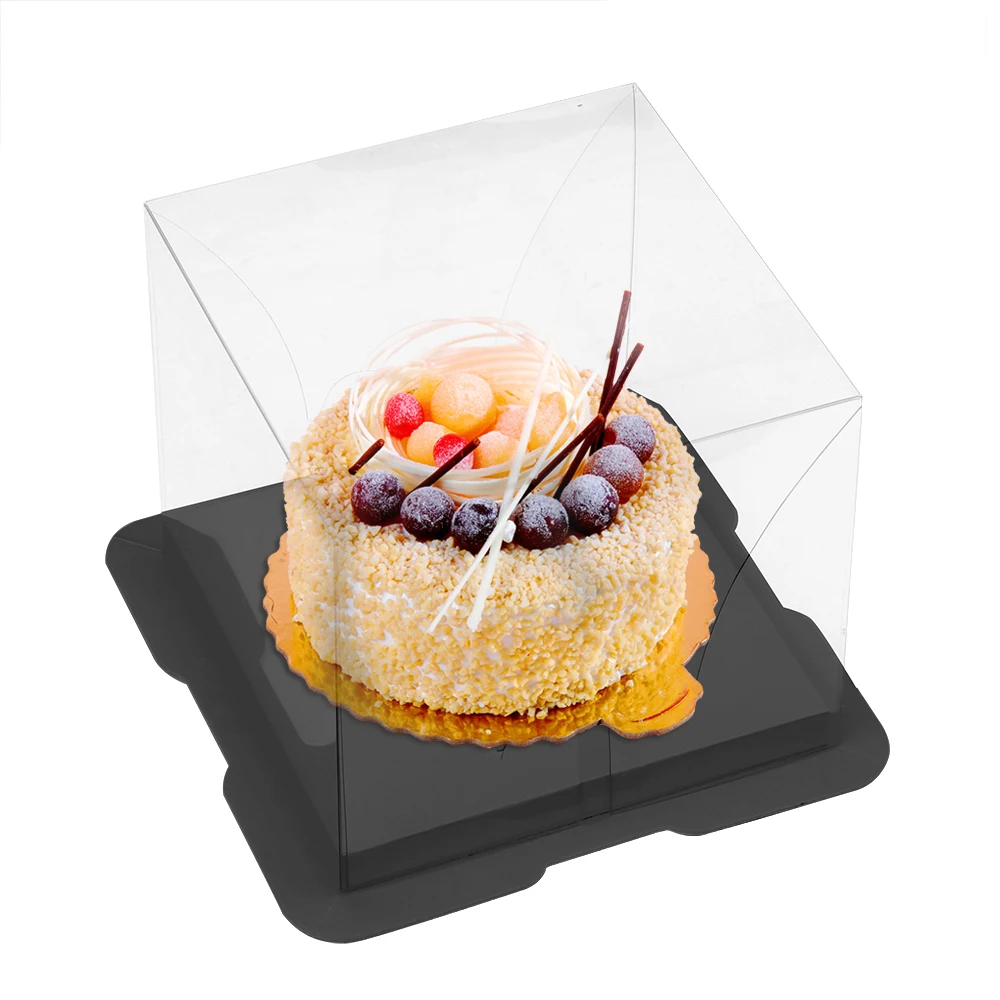 Прозрачная коробка для кексов Свадебные вечерние украшения для торта PET Candy Cake Box пищевая транспортная упаковка подарочная коробка с нижним кронштейном