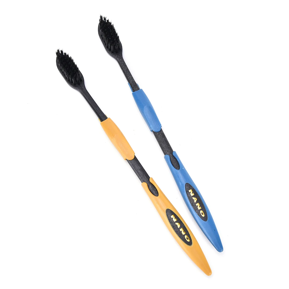 2Pcs Double Soft Toothbrushes Bamboo Charcoal Nano Brushes Home Oral Care Adult Men Women